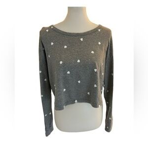 Garage heart print long sleeve crop top